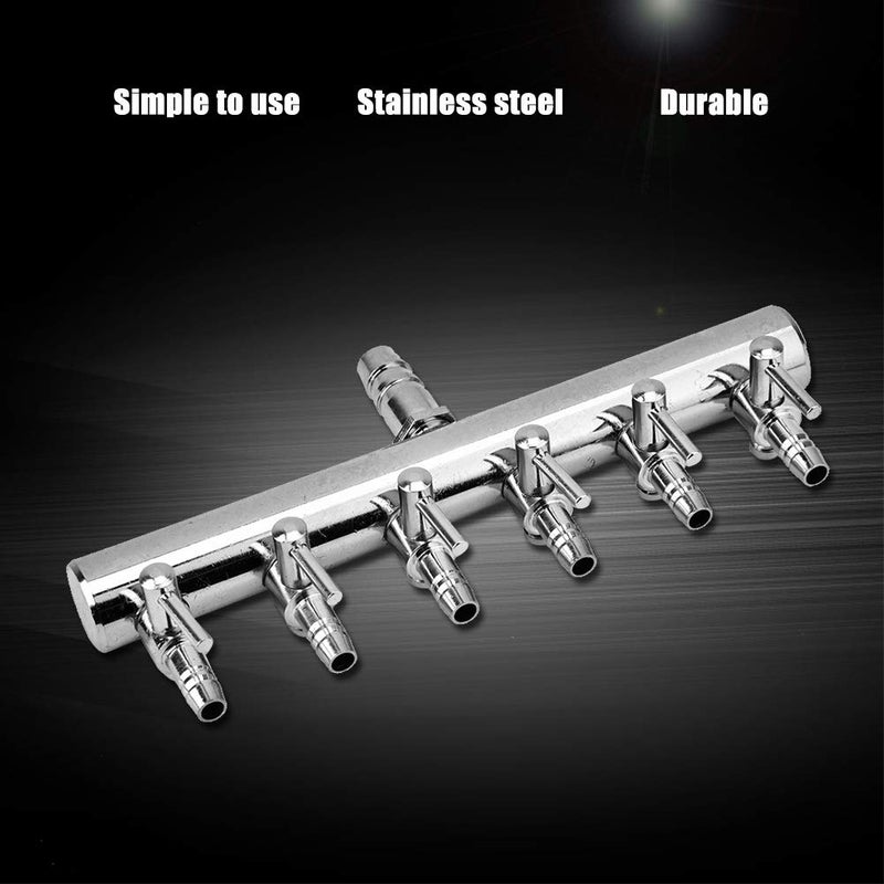 Tnfeeon Aquarium Air Pump Regulating Valve, Stainless Steel Aquarium Fish Air Pump Valve 8mm Turn to 4mm Splitter Control Valve(6 Way) - Image 4